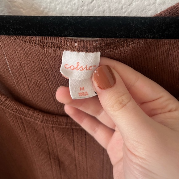 Brown Ribbed Sleep Tank Top - Picture 4 of 6